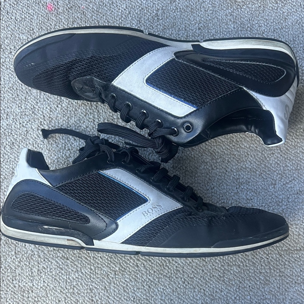 Boss Men's Black and White Athletic Sneakers